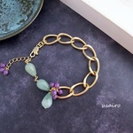 ボリュームゴールドチェーン×しずく型ジェードbracelet