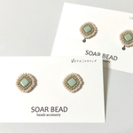 ビーズ刺繍　シルバーピアス（イヤリング）