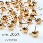 《30ヶ》 大きめ　半玉 カン付きピアス ／ ゴールドピアス ／ 樹脂キャッチ