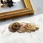 金木犀とブラウンマーブルのヘアクリップ