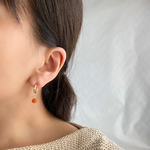 juicy orange　宝石質AAAカーネリアン秋のひと粒フープイヤリング・ピアス