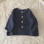 4重ガーゼ こどもカーディガン navy ( size80.90.100.110 )