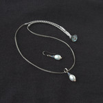 【YO様専用】White Rice Pendant＆Pierce（淡水パール×カイヤナイト）