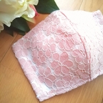 【大人気💖新作】秋におすすめ　レースマスク　ピンク　ラッセルレース　お花柄レース　刺繍マスク　秋用マスク　秋マスク　手作りマスク　刺繍　立体マスク　　