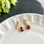 ワケアリsale・ガーネット&ヘリオドール・ピアス　天然石