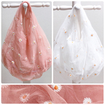 セール再販★秋【花 刺繍】デイジー フラワー オーガンジー エコバッグ トート ランチバッグ 