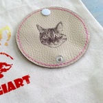 重いエコバッグも痛くない。革持ち手カバー猫(ピンク)