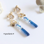 ブルーステック小花のピアス/イヤリング