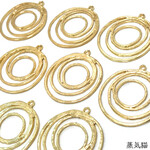 ゆるい4連ラウンドチャームゴールド 10個【ピアス イヤリング素材】