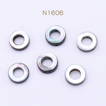 N1606 18個  黒蝶貝ビーズ フープ 12mm  3×【6ヶ】
