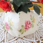 ご予約品＜受注制作＞柔らかな薄手マスク☆薔薇オフホワイト☆Lサイズ