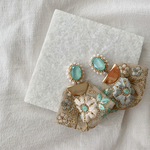 スワロフスキーとパールとインド刺繍リボンのピアス＊イヤリング