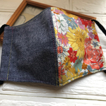 立体マスク サラサラひんやり 花柄とデニムのアシメトリー