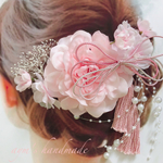 和装 髪飾り　桜&ダリア　ピンク　ヘッドドレス　結婚式　成人式　卒業式　七五三　発表会　振袖　洋装　和装　色打掛　白無垢　ウェディング　ブライダル　かんざし　ダリアホワイトに変更OK