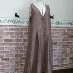*2Ｗａｙ♪Ｖネックのジャンパースカート**茶系綿スラブ布**