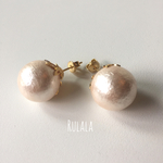 一粒コットンパールピアス❁pink