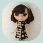 キューブ柄レトロワンピース＆ソックス＆ヘアバンドSET♡mint