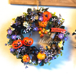 2020Halloween◇双子ジャックオランタンリース コウモリ