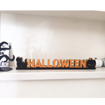 2点限定☆インテリア ウッドオブジェ ハロウィン HALLOWEEN(かぼちゃ猫付)バイカラー 置物