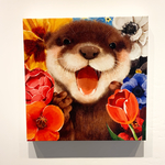 カワウソお花がいっぱい　キャンバスアート