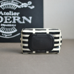 〔はこシエナ横〕ブラックミニビタット黒ニッケルカシメ　ミニウェットティッシュケース