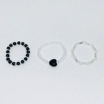 ブラック&クリアビーズリング3点セット