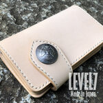 長財布/サイフ ミディアム ミドルウォレット 手縫い 4枚カードポケット 姫路レザー ヌメ革 バイカーズウォレット MW001B1-NA LEVEL7