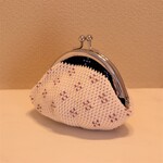 「菫」ビーズを編み込んだがま口の小銭入れ