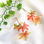 もみじ(紅葉)  秋を感じるディップアートのピアス(イヤリング)