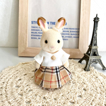 大人 タータンチェックのワンピース&耳飾りセット＊シルバニア 服 シルバニアファミリー 大人服＊