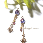 400円☆チェコアメジスト☆花チャームのピアス/イヤリング