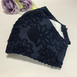 ★新作★ 夏マスク　濃紺　大人の高級コットンレースマスク　裏地に接触冷感生地　Qmax値最高本麻使用　立体マスク