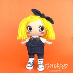 ☆THIERRY☆イーマリーちゃん着せ替えお洋服　デニム　サロペット、うさ耳ヘアーゴムセット