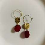 ☆SALE中☆【イヤリング変更可(+￥100)】フープピアス ゴールド レッド