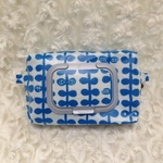 mini  北欧風 葉っぱ青／ ウェットティッシュ・お出かけおしりふきケース