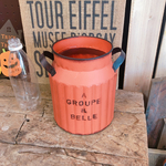 再販♡ミルク缶ブリキ鉢の販売【インテリア雑貨ガーデン雑貨】レッドオレンジ系♪ジャンクガーデンにも♡