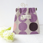 片手で簡単⭐︎パックンポーチ　ドットグレー　北欧柄　北欧風　綿麻