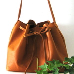 SAC caramel brown　本革製  巾着バッグ