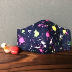 ペイント柄　ネイビー　子ども用立体マスク(園児〜低学年向け) 幼稚園　保育園　小学校　かっこいい　ネオンカラー  男の子　女の子　ペンキ