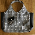 再販★ナイロンエコバッグ　ストライプ　(ブラック) Lサイズ