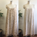 4wayリバーシブル❤️シースルー花柄シフォン素材とコットン素材のキャミソールワンピース　ベージュ（サイズフリーL〜LL）
