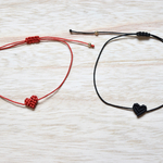 【2カラーから選べる】ハートコードブレスレット　ミサンガ