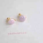 丸い磁器イヤリング（ピンク）台4mm