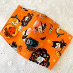 【ハロウィン】子供用【接触冷感】立体マスク☆ハンドメイド☆ハロウィン柄☆かぼちゃ☆カボチャ☆おばけ☆黒猫☆猫☆オレンジ☆黒☆紫☆レトロ☆かわいいマスク☆おしゃれなマスク☆マスク用ゴム使用☆