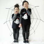 (size90~130)名前入りハロウインTシャツ【おばけだぞ】