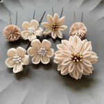 つまみ細工と糸の花の着物髪飾り