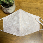 大きいサイズ　ベージュx白　レース　女性用　立体マスク　コットン　ダブルガーゼ　布マスク　お洒落　通勤通学　　レディース
