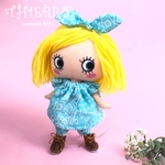 ☆THIERRY☆イーマリーちゃん 着せ替えお洋服セット　ブルー　チュニック、ワイドパンツ、うさ耳ヘアーゴム