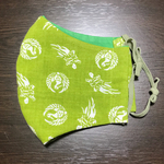 手ぬぐいマスク (鳳凰　内側：緑／自然染料) 大きめサイズ  