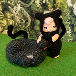 黒猫さんニットロンパース＊黒猫どぅーなっつぅセット